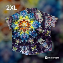 Load image into Gallery viewer, Men’s 2XL button down, mandala tie dye design
