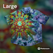 Load image into Gallery viewer, Mens Large button down, mandala tie dye design
