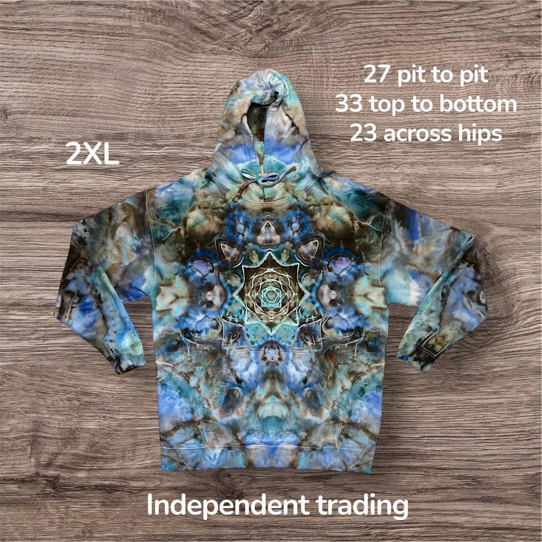 2XL pullover hooded sweatshirt, mandala tie dye