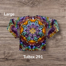 Load image into Gallery viewer, Large long sleeve Tshirt, mandala tie dye
