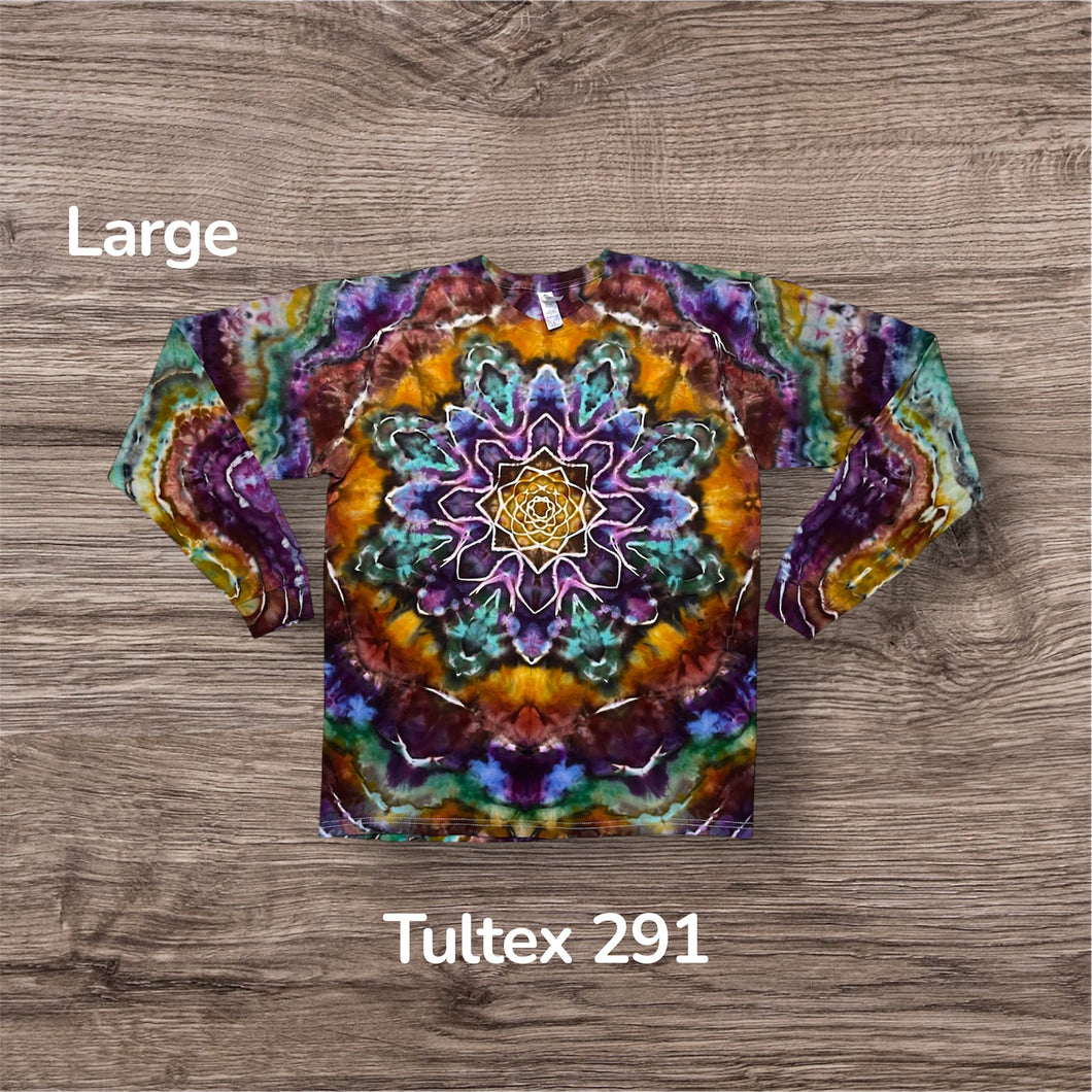 Large long sleeve Tshirt, mandala tie dye