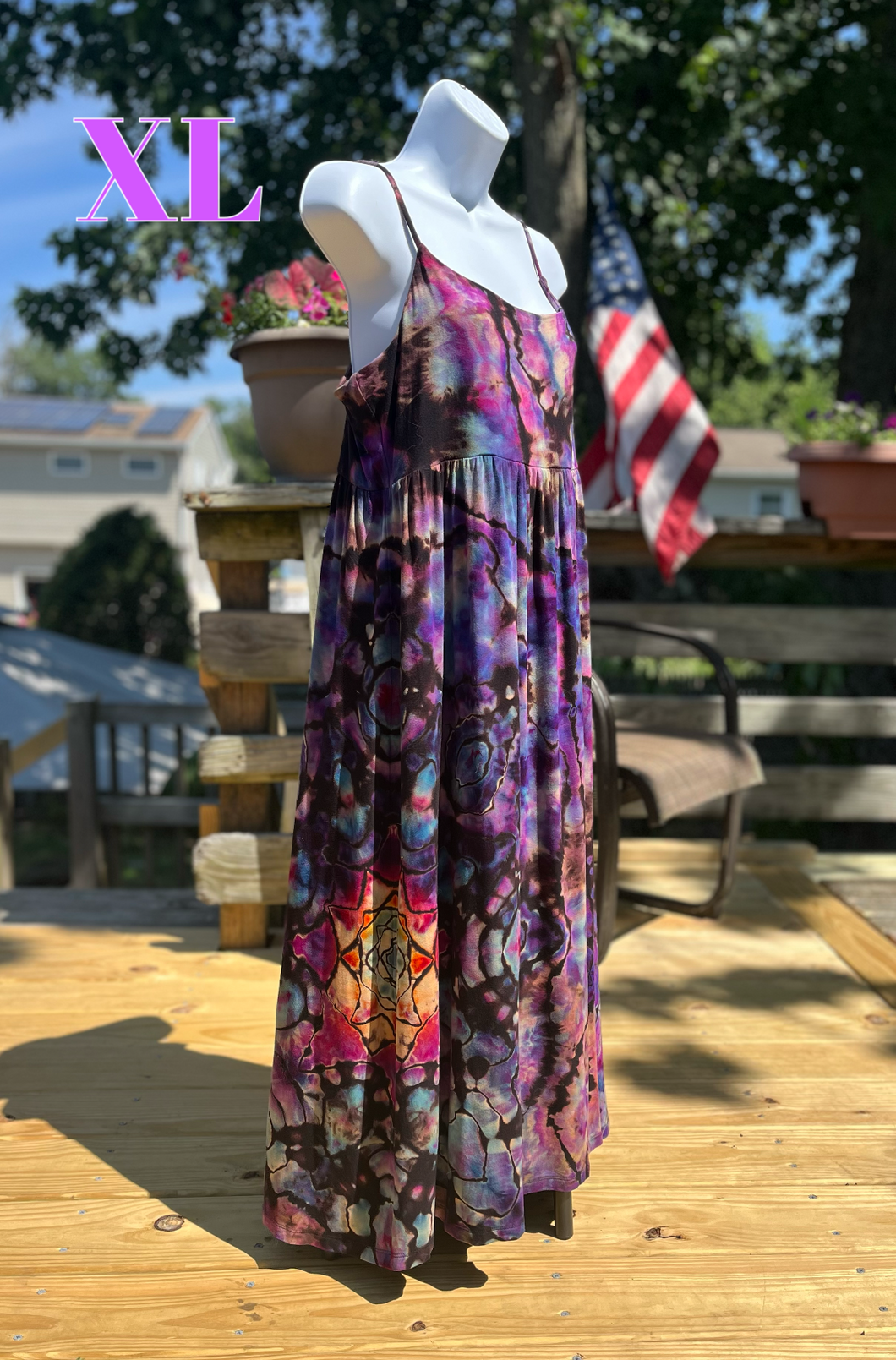 Ladies XL dress, reverse mandala tie dye