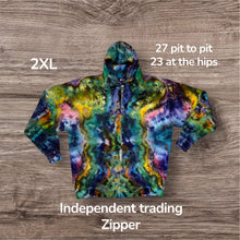 Load image into Gallery viewer, 2XL zipper hooded sweatshirt, mandala tie dye
