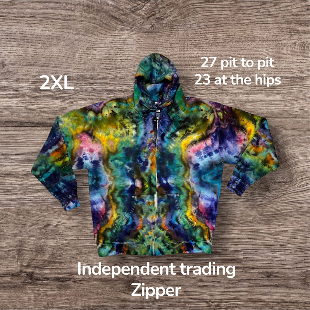 2XL zipper hooded sweatshirt, mandala tie dye