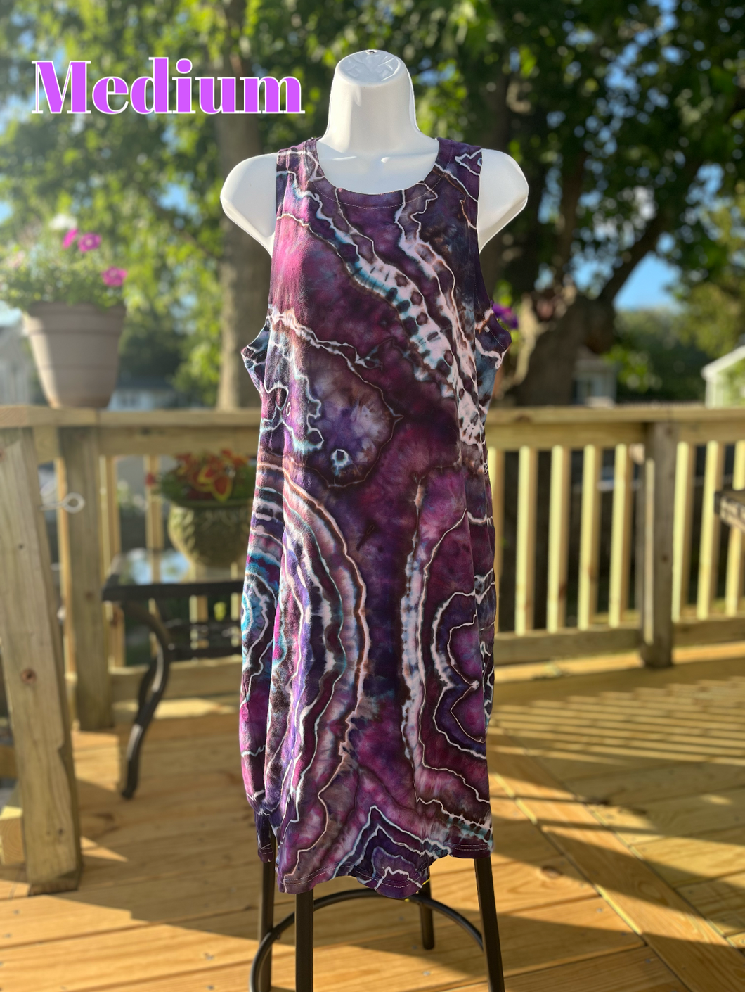 Ladies medium tank dress,  geode tie dye