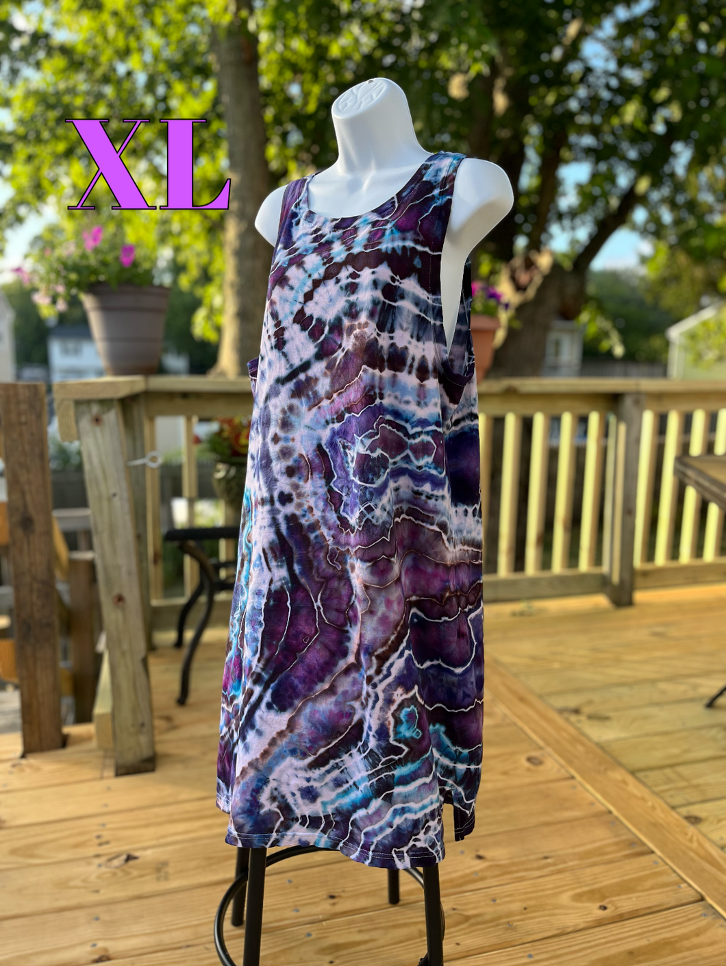 Ladies XL tank dress, geode tie dye