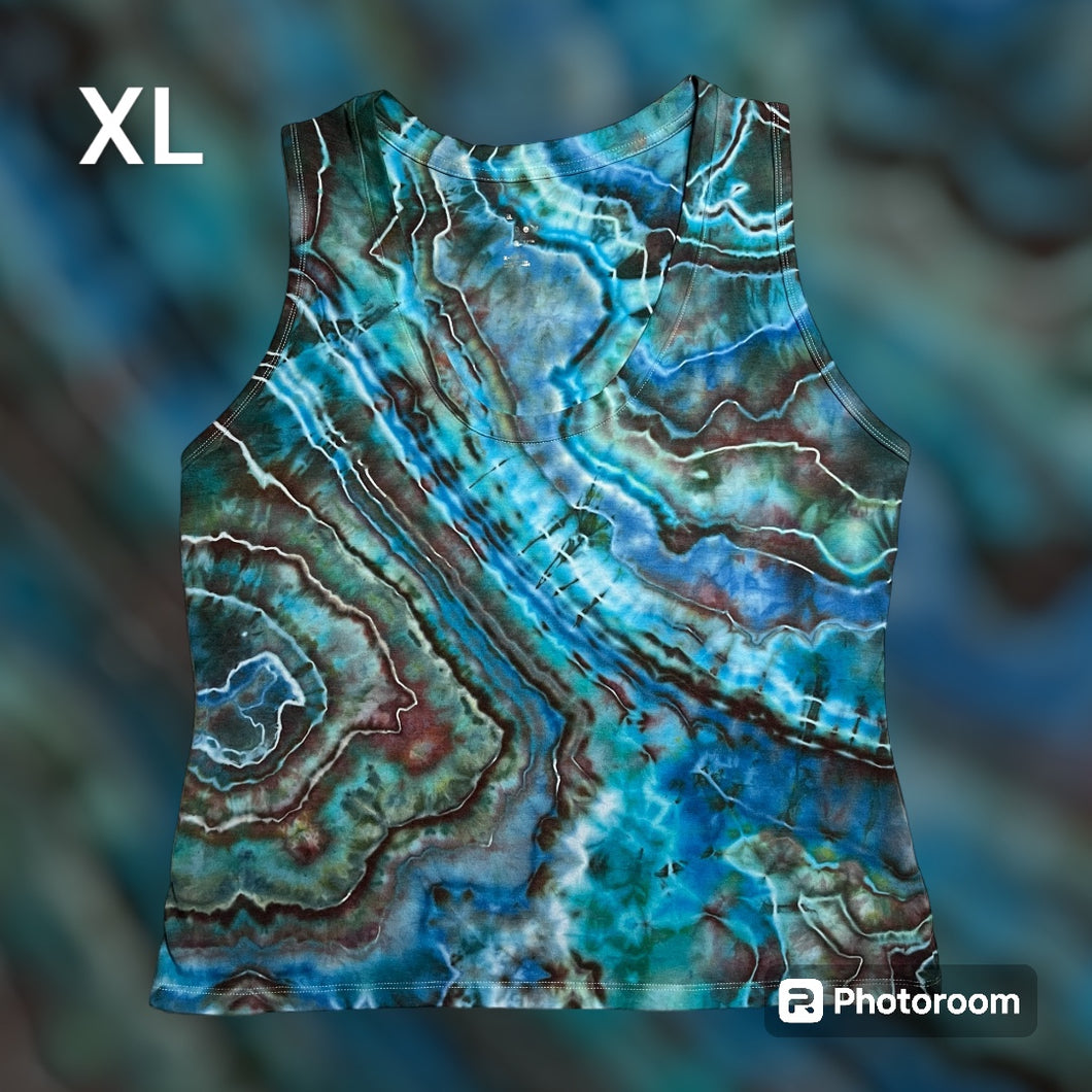 Ladies XL tank, geode tie dye