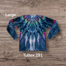 Load image into Gallery viewer, Large long sleeve Tshirt, tie dye design
