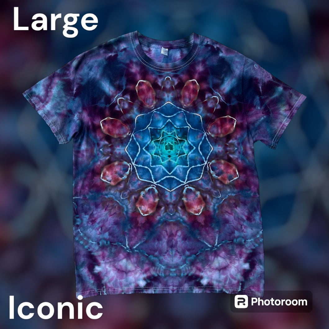 Adult Large Tshirt, mandala tie dye