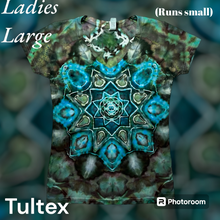 Load image into Gallery viewer, Ladies Large Tshirt, mandala tie dye design
