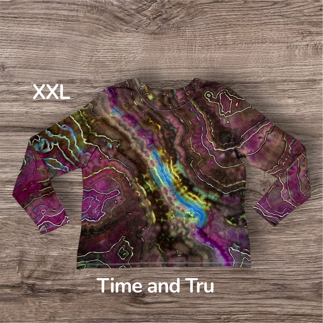 Ladies XXL long sleeve,  geode tie dye