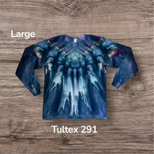 Load image into Gallery viewer, Large long sleeve Tshirt, tie dye design
