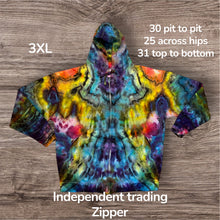 Load image into Gallery viewer, 3xl zipper hooded sweatshirt, mandala tie dye

