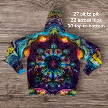Load image into Gallery viewer, XL zipper hooded sweatshirt, mandala tie dye
