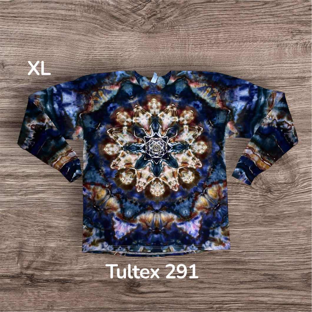 XL long sleeve Tshirt, mandala tie dye