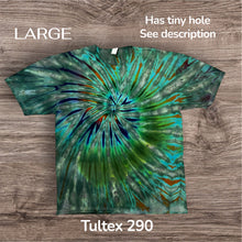 Load image into Gallery viewer, Large Tshirt, spiral tie dye (small hole)
