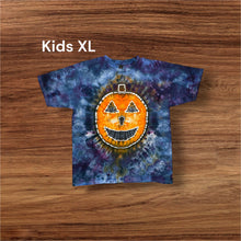 Load image into Gallery viewer, Kids XL Tshirt, pumpkin and moon tie dye
