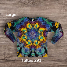 Load image into Gallery viewer, Large long sleeve Tshirt, reverse mandala tie dye
