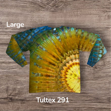 Load image into Gallery viewer, Large long sleeve Tshirt, sunburst tie dye
