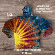 Load image into Gallery viewer, 3XL pullover hooded sweatshirt, sunburst tie dye
