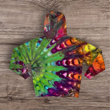 Load image into Gallery viewer, Medium zipper hooded sweatshirt, sunburst tie dye
