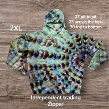 Load image into Gallery viewer, 2xl zipper hooded sweatshirt,  tie dye
