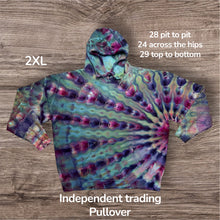 Load image into Gallery viewer, 2XL pullover hooded sweatshirt, sunburst tie dye design
