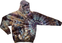 Load image into Gallery viewer, Medium zipper hooded sweatshirt, tie dye design
