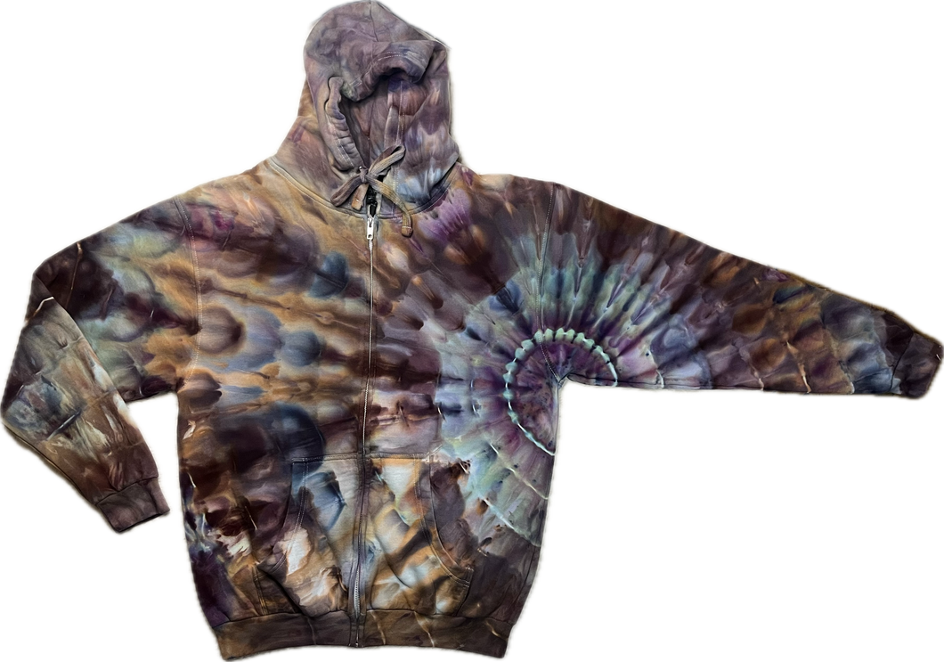 Medium zipper hooded sweatshirt, tie dye design