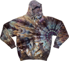 Load image into Gallery viewer, Medium zipper hooded sweatshirt, tie dye design
