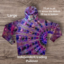 Load image into Gallery viewer, Large pullover hooded sweatshirt, sunburst tie dye
