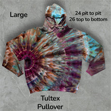 Load image into Gallery viewer, Large pullover hooded sweatshirt, sunburst tie dye
