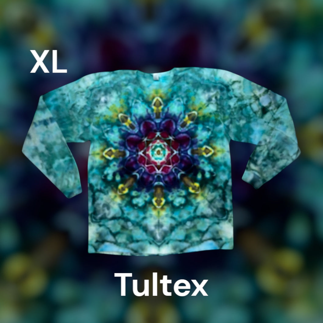 XL long sleeve Tshirt, mandala tie dye