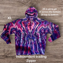 Load image into Gallery viewer, XL zipper hooded sweatshirt,  mandala tie dye
