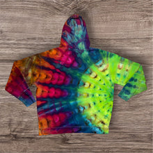 Load image into Gallery viewer, XL pullover hooded sweatshirt, sunburst tie dye
