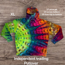 Load image into Gallery viewer, XL pullover hooded sweatshirt, sunburst tie dye
