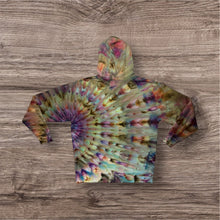 Load image into Gallery viewer, XL hooded  pullover sweatshirt, sunburst tie dye design
