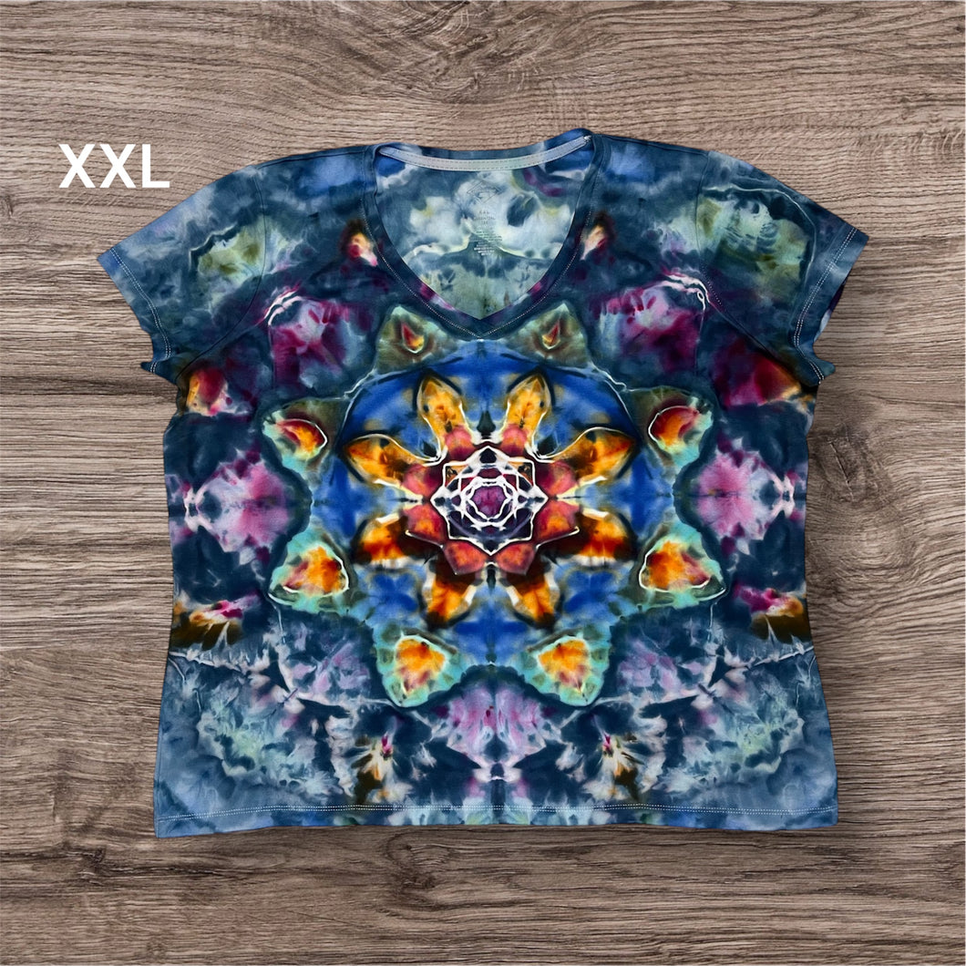 Ladies XXL Tshirt, mandala tie dye