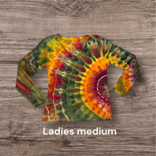 Load image into Gallery viewer, Ladies Medium long sleeve, sunburst tie dye
