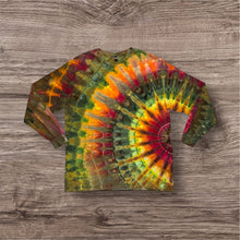 Load image into Gallery viewer, Adult XL long sleeve Tshirt, sunburst tie dye
