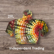 Load image into Gallery viewer, 2XL pullover hooded sweatshirt, sunburst tie dye design
