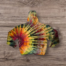 Load image into Gallery viewer, Large pullover hooded sweatshirt, sunburst tie dye design
