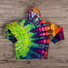 Load image into Gallery viewer, 3XL zipper hooded sweatshirt, sunburst tie dye
