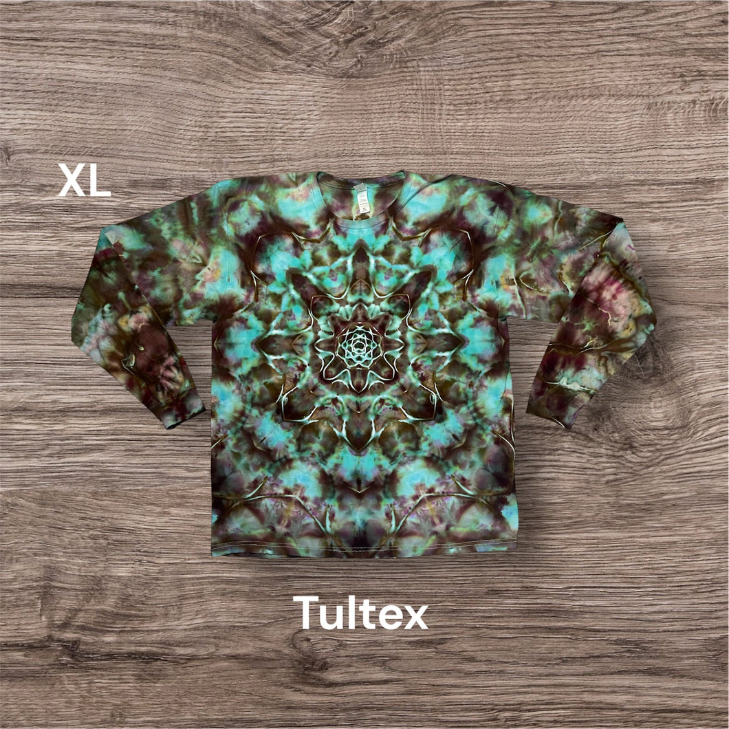 XL long sleeve Tshirt, mandala tie dye