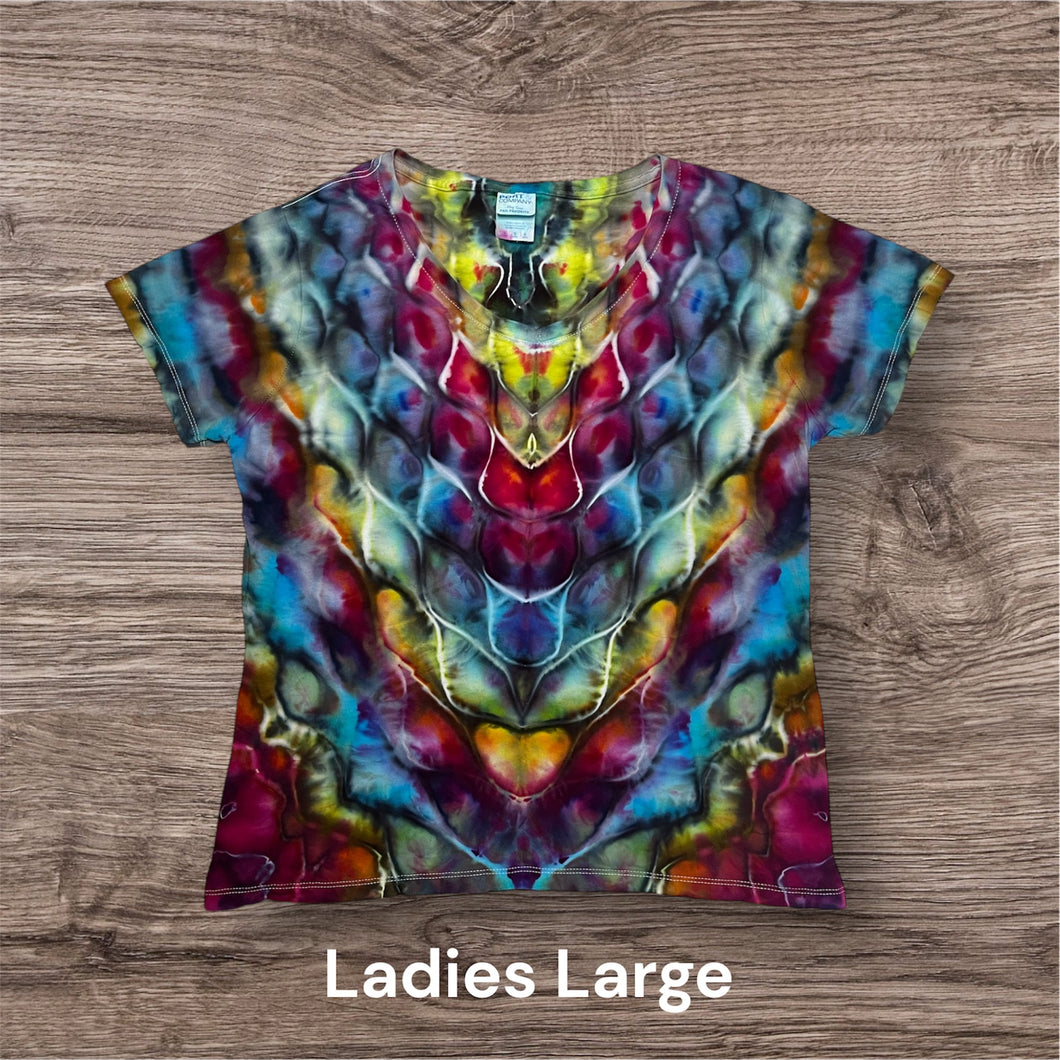 Ladies Large Tshirt, tie dye design