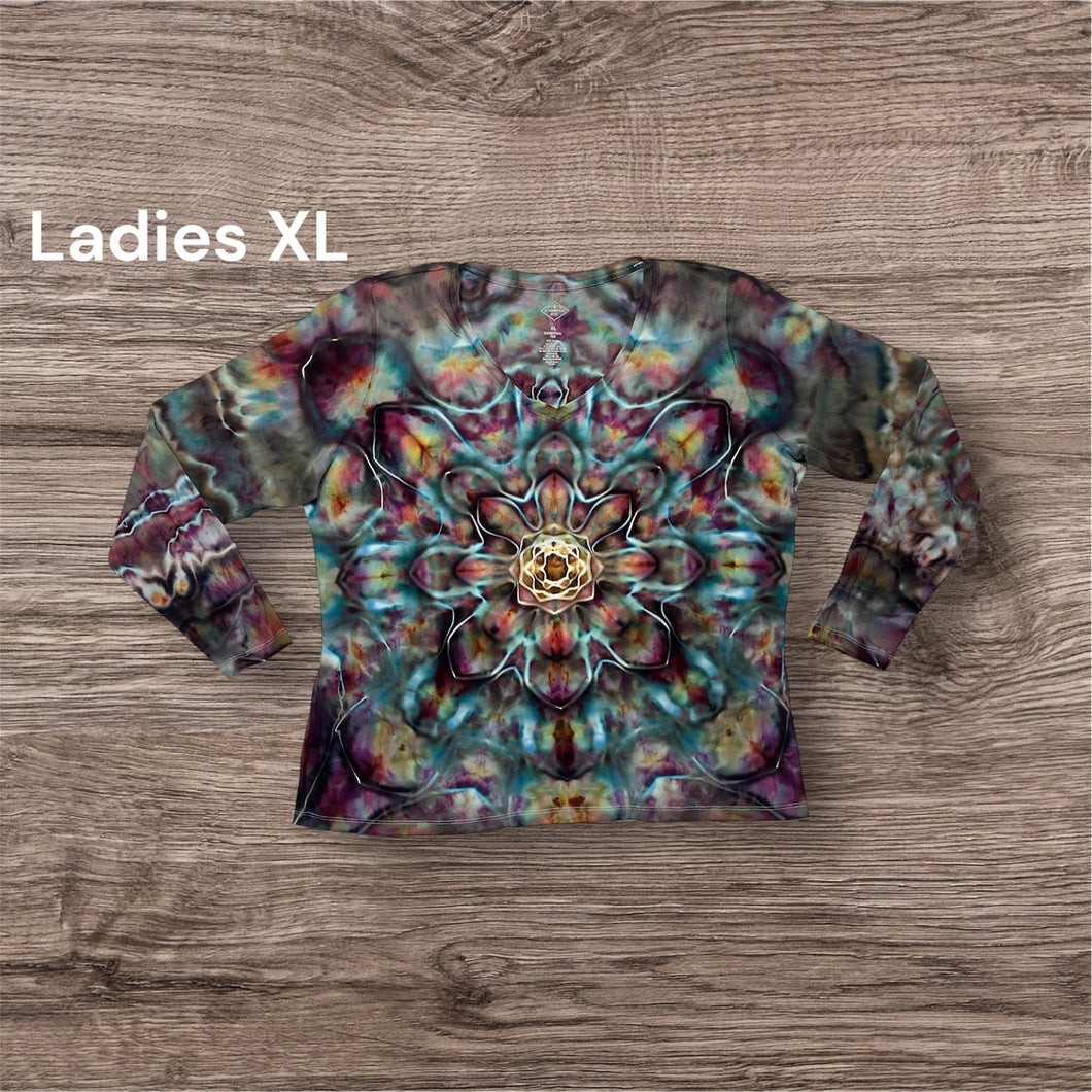 Ladies XL long sleeve,  tie dye design