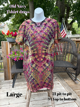 Load image into Gallery viewer, Ladies Large Tshirt dress, reverse tie dye
