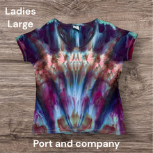 Load image into Gallery viewer, Ladies Large Tshirt, tie dye design
