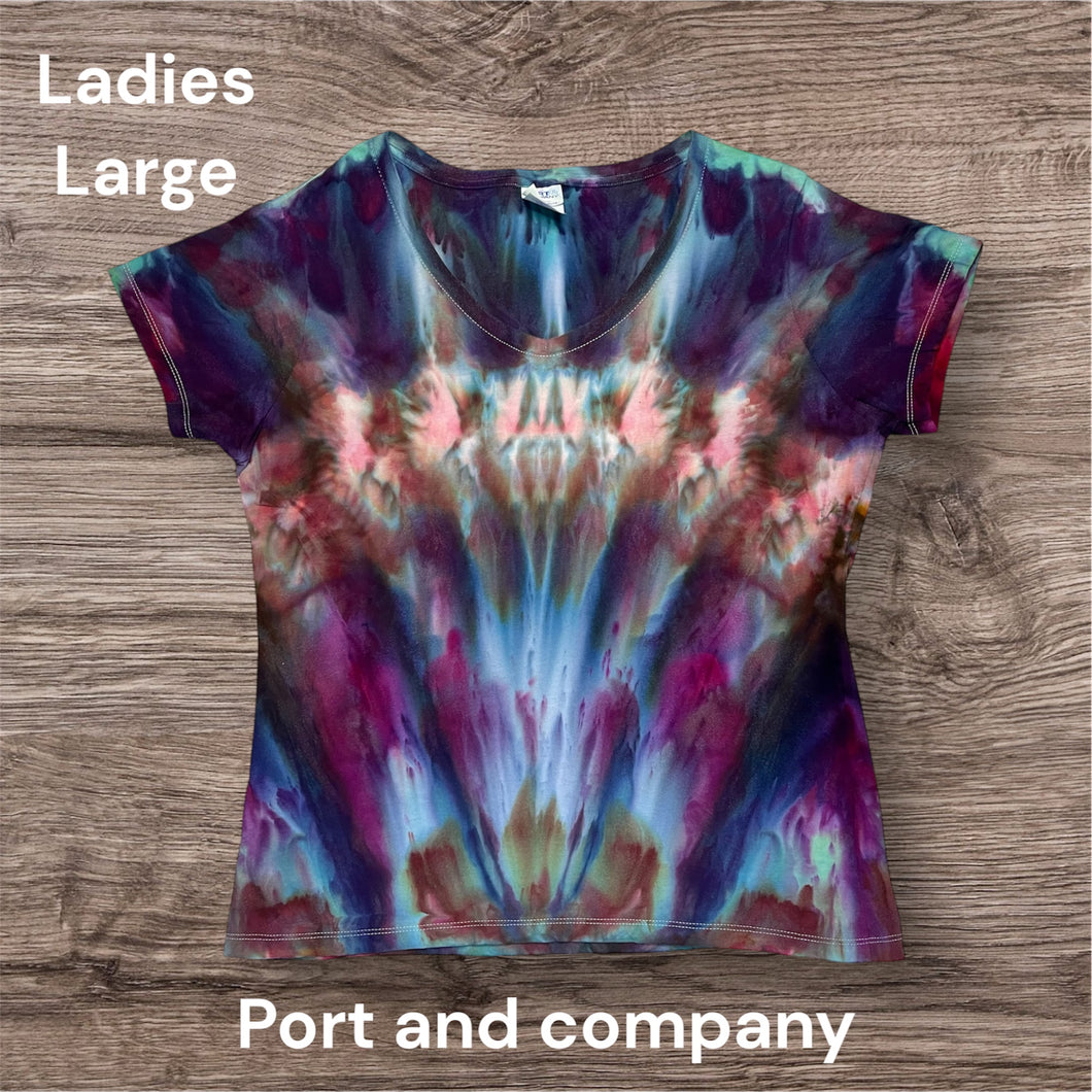 Ladies Large Tshirt, tie dye design