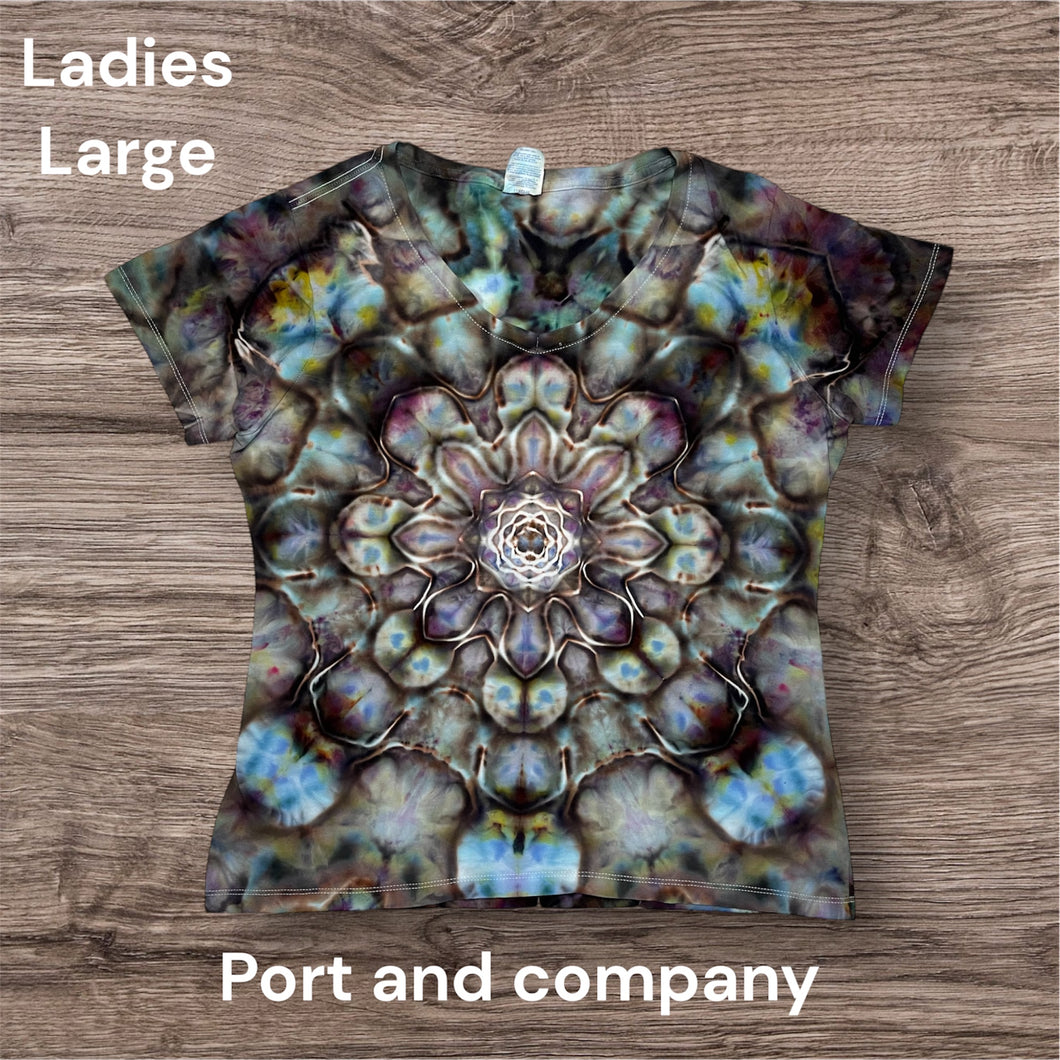 Ladies Large Tshirt, tie dye design